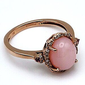 Effy Pink Opal and Diamond Ring In 14kt Rose Gold Size 6.5